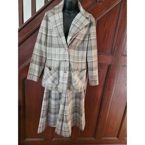 Glen Echo Sportswear Plaid Wool Womens Blazer & Wide-Leg Pants Set Size 8